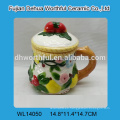 Copa de agua de cerámica con pintura de flores elegante para la venta al por mayor